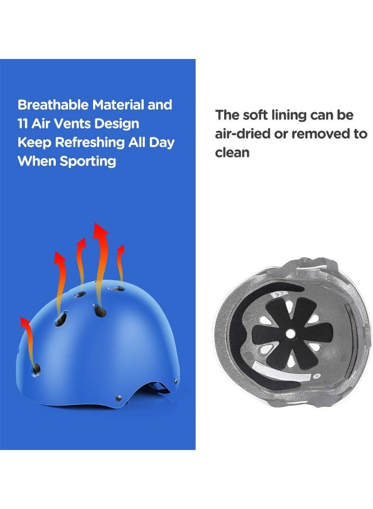 TAPIT Kids Bike Helmet Set with Knee Pads Elbow Pads and Wrist Guards 7 in 1 Kids Protective Gear Set for 2~8yrs Girls and Boys For Skateboarding Biking Roller Skating Rock Climbing (Blue) - Image 3